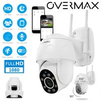 Overmax 1080P Außen WLAN PTZ Dome Audio Überwachungskamera, 4X Digital Zoom, Personenerkennung, Alarm, IP66, Nachtmodus 50m
