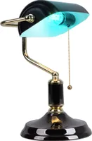 RGB LED Tischleuchte, Bankerlampe, schwarz gold, H 34 cm