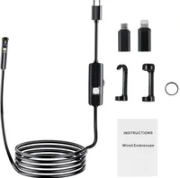 3,5m endoskopická kamera se dvěma objektivy a světlem 1920P IP68, IOS Android, inspekční kamera 16,5 FT polotuhá hadí kamera 8+1 nastavitelné LED světlo
