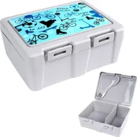 Orion Brotdose Lunchbox mit Fächern Besteck für Frühstück Salat Sportmotiv 1l