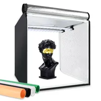 Lichtwürfel für Professionelle Fotografie inkl Amzdeal Fotostudio 80x80cm Lichtzelt mit LED Beleuchtung 3 Hintergründe weiß, schwarz, orange 