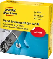 Avery Zweckform® 3508 3508 Pierścienie wzmacniające, Ø 13 mm, 500 sztuk/500 etykiet, białe
