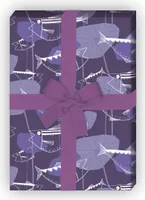 Retro Angler Geschenkpapier, der 70er mit Fischen, lila - G11472, 32 x 48cm