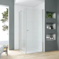 Duschkabine Eckeinstieg Bodengleich Duschwände für Eckdusche Ebenerdig Duschtür Drehtür Schwingtür Pendeltür mit festem Seitenteil Seitenwand 90x90x187cm