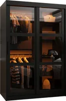 MEBLE KRYSPOL DOME Zweitüriger Schrank Spiegel, 200x120x62cm - Schwarz, Schwarz, Schwarz