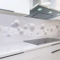 Küchenrückwand Weiße Kugeln modern Spritzschutz mit UV-DIREKTdruck grau weiß, 60x400 cm, AB25-4