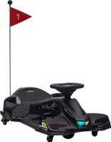 HOMCOM Elektrisches Go-Kart für Kinder 8–12 Jahre, 12 V, 3–8 km/h, Drifting-Gokart für Kinder mit langsamem Start, Lichtern, Musik und Sicherheitsgurt, schwarz