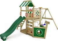 WICKEY Spielturm Klettergerüst SeaFlyer mit Schaukel & Rutsche, Baumhaus mit Sandkasten, Kletterleiter & Spiel-Zubehör - grün