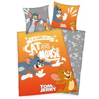 Herding Renforcé pościel dwustronna 2 szt.135x200cm Tom & Jerry Orange Anthracite Hunting zip