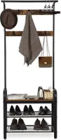 Wieszak na Ubrania LOFT z Półką 183 cm Stal i MDF Brązowo-Czarny