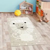 Kinderzimmer Spielezimmer Teppich 3d-Effekt Löwenmuster Beige Größe - 80 x 150 cm