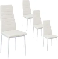 HJ WeDoo sada 4 jídelních židlí, kuchyňská židle s koženkovým potahem a kovovým rámem, jídelní židle z PVC, nosnost 120 kg, bílá barva