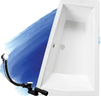 BADLAND Eckbadewanne Rechteck Badewanne Intima für zwei Personen RECHTS 180x125 mit Ablaufgarnitur und Füßen GRATIS ohne Verkleidung ohne Kopfstützen