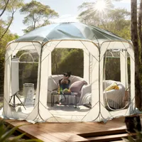 Pop-Up Klar Bubble Zelt für 6-8 Personen – 9㎡ Outdoor Transparentes Dach Camping Zelt, Atmungsaktive Netz-Pavillon, Wetterfest für Terrasse, Garten, Camping, Events & Partys