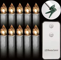 Natsen 10er LED Kerzen Lichterkette mit Batterien Timer Fernbedienung warmweiss wasserdichte Weihnachtskerzen Fenster Beleuchtung inkl. Halter Set für Weihnachtsbaum Party Geburtstags