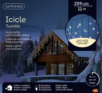 Lumineo Lichtervorhang ICICLE TWINKLE 259 LED 11 m warm weiß, schwarz