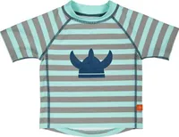 Lässig Splash & Fun Kurzarm Rashguard / Badeshirt - Gestreiftes Aqua 6 Monate