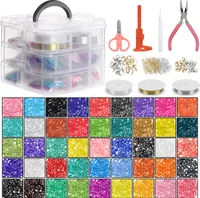 Handi Stitch 26880 Stück Glasperlen zum Auffädeln Perlen für Armbänder mit Werkzeug und Aufbewahrungsbox - Kleine Bastel Perlen in Verschiedenen