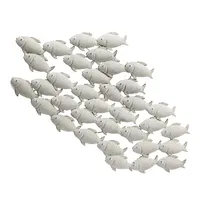 Wandobjekt Wandbild Wanddeko Fischschwarm grau Eisen L 97 cm