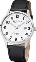 Regent F-1241 Herren-Armbanduhr, Edelstahl-Gehäuse, Leder-Armband