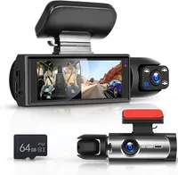 Dash Cam mit 64GB SD Karte,FHD 1080P 3.16 Zoll IPS Touchscreen Bildschirm Dual Auto Kamera mit Super Nachtsicht, WDR, Weitwinkel