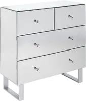 BELIANI Komoda lustrzana srebrna szkło metal szafka z 4 szufladami kryształowe gałki z akrylu metalowa baza styl glam