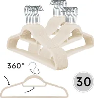 OGIVO kleiderbügel Samt 30 stück Rutschfest bügel Samtbügel Garderobenbügel Beige