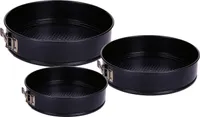 Back Springform 3er Set rund schwarz - 28 / 26 / 24 cm - Kuchen Backformen mit Antihaft-Beschichtung