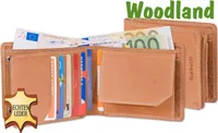 Woodland® Querformatbörse mit Platz für 11 Kreditkarten aus naturbelassenem, weichem Büffelleder in Cognac