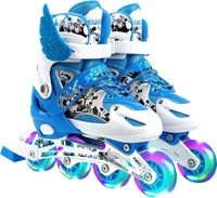 Kinder Inline Skates, Rollschuhe, Verstellbare Inliner mit Leuchtenden Rädern für Kinder, Größe S (26-32),Hellblau