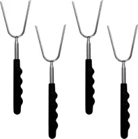 4x Grillspieß ausziehbar | Teleskop Grillgabel | Wurstspiess | Spieß Gabel Grill