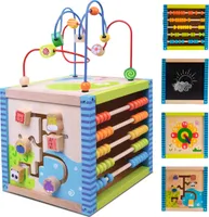 Motorická kocka Multifunkčná kocka s aktivitami Korálkové bludisko Drevená hračka Montessori Triedič tvarov XL