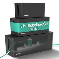 ACROPAQ Kabelbox - Kabel organizer box für kabel verstecken, Langlebige Kabelmanagement box aus Kunststoff, 3 in 1 set - Kabelorganizer box, Kabel box