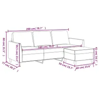vidaXL 3-Sitzer-Sofa mit Hocker Schwarz 180 cm Kunstleder