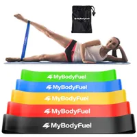 MyBodyFuel Widerstandsbänder Set, 5 Stück, Extra Stark bis 18 kg – 5 Farben, Inklusive Aufbewahrungstasche, Fitness Gummibänder