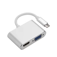 HUB 2 v 1 USB 3.1 typ C na HDMI 4K, VGA pre Samsung, Macbook, strieborný