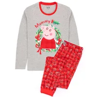 Peppa Pig - Schlafanzug für Damen - weihnachtliches Design NS6679 (S) (Rot/Grau)