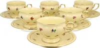DUO ECRU 6er-Set Tassen 220 ml mit Untertassen, New Bone China Porzellan