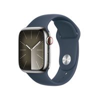 Apple Watch Series 9/ Gps/ Cellular/ 41 mm/ Srebrna stalowa koperta/ Pasek sportowy Storm Blue M/L