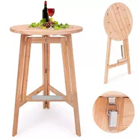 CASARIA® Stehtisch Klappbar Massiv Holz 78cm x 111 cm Rund Bistrotisch Partytisch Holzstehtisch Gartentisch Klapptisch