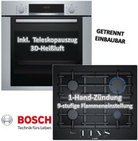 Bosch Herdset autark Backofen-Set HBA3140S0 mit Gas-Kochfeld PPP6A6B90 - 60cm, Teleskopauszug
