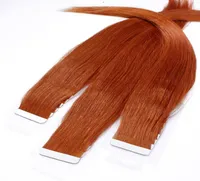 hair2heart pásky na predlžovanie ľudských vlasov rovné - 10 pások 2,5 g 60 cm medená červená