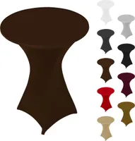 Stehtischhusse Stretch Braun elastischer Bistrotisch Überzug, ø 60cm