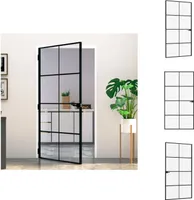 vidaXL Drzwi wewnętrzne czarne 102x201,5 cm szkło hartowane i aluminium slim - Drzwi wejściowe