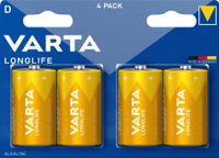 VARTA Batterie Alkaline, Mono, D, LR20, 1.5V, Longlife, 4 Stück