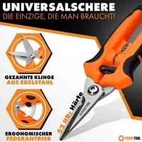 FRONTTOOL Universalschere mit Abisolier-Funktion, Allzweckschere, Multifunktionsschere
