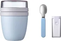 Mepal Set Lunchpot Faltbarer Löffel Ellipse – Nordic Blue / Hellblau – praktischer Müslibecher und Behälter für Transport von Lebensmitteln
