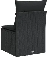 vidaXL Gartensofa ohne Armlehnen mit Kissen Schwarz Poly Rattan
