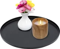 Metall Kerzentablett schwarz - Ø 25 cm - Deko Schale Geschenk Teller