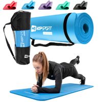 Hop-Sport Gymnastikmatte 1cm - rutschfeste Yogamatte für Fitness Pilates & Gymnastik mit Transporttasche - Maße 180cm Länge 61cm Breite  -  blau
